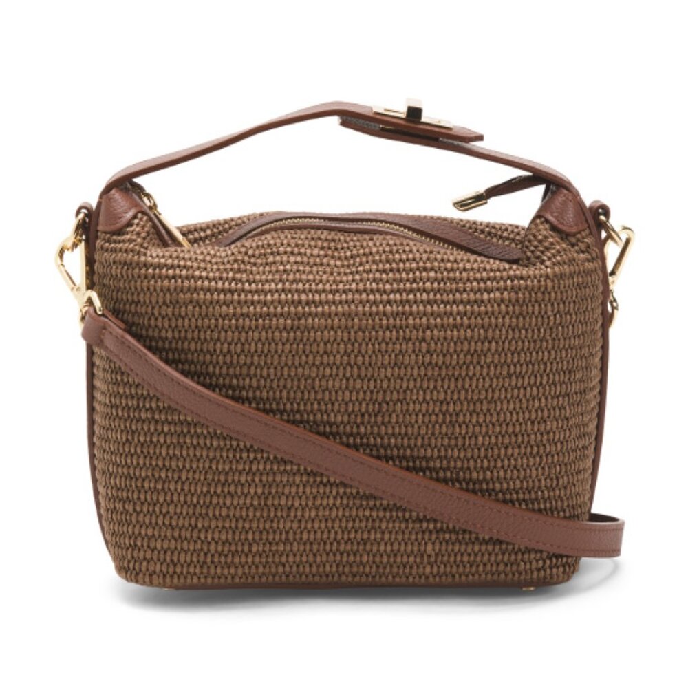 VIOLA CASTELLANI Made In Italy Straw Straw Medium Folded Handle Satchel